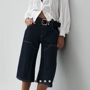 Pilcro Dark Cropped Barrel Jeans